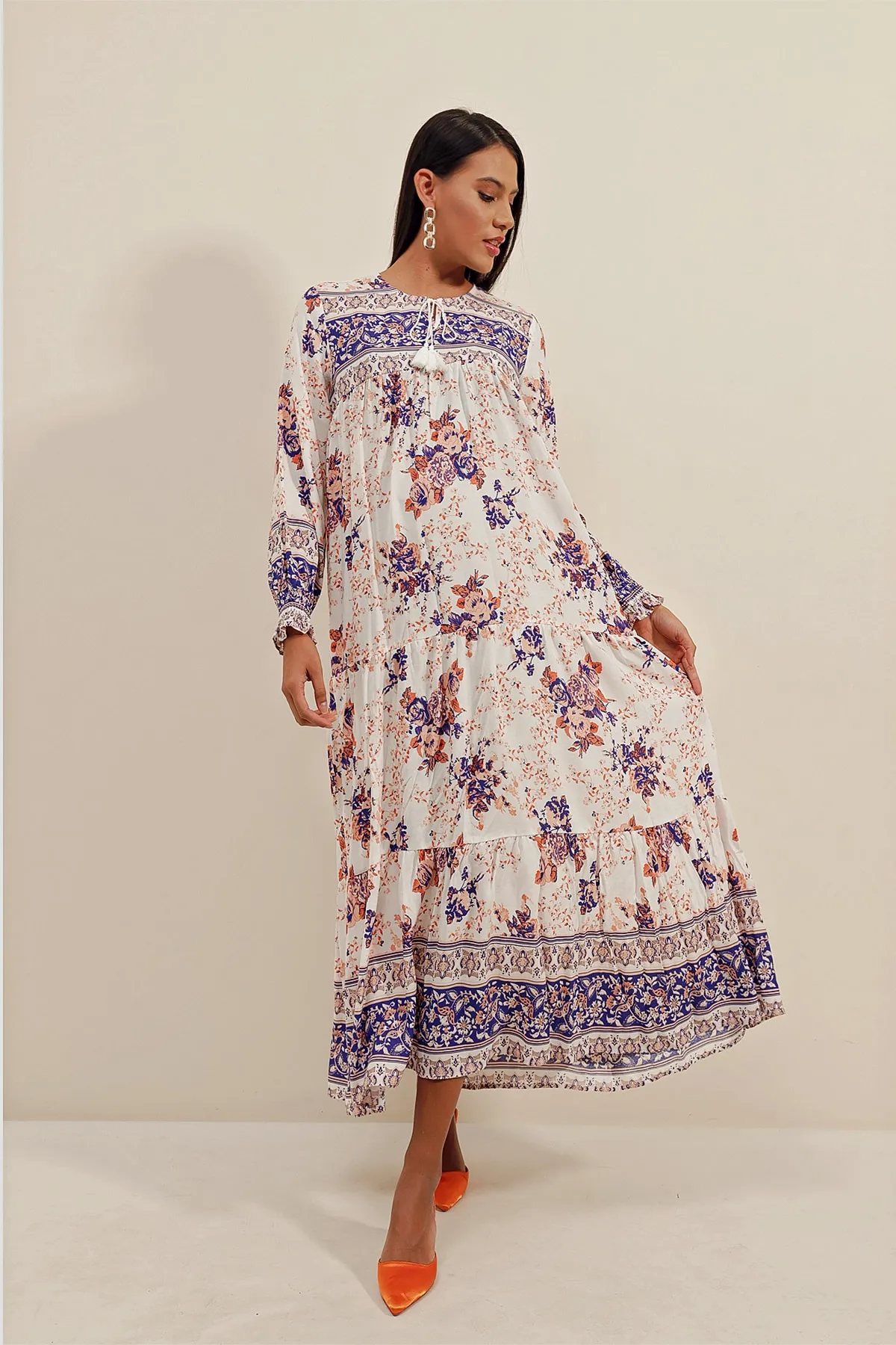 Bigdart  1947 Gemustertes langes Kleid – Y. Lila