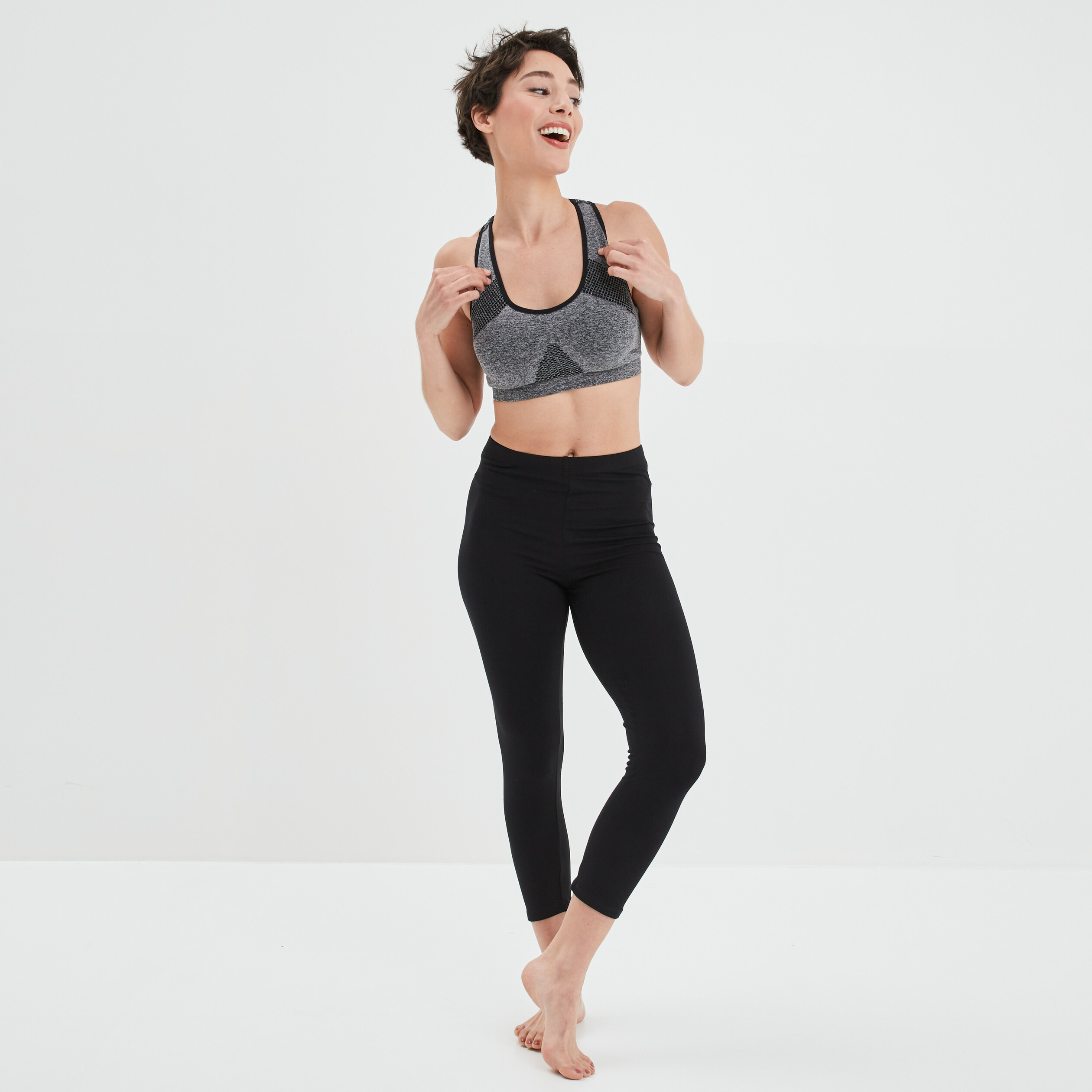 Brassière microfibre dos nageur gris femme | La Halle