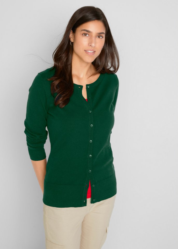 Basic Feinstrickjacke mit recycelter Baumwolle
