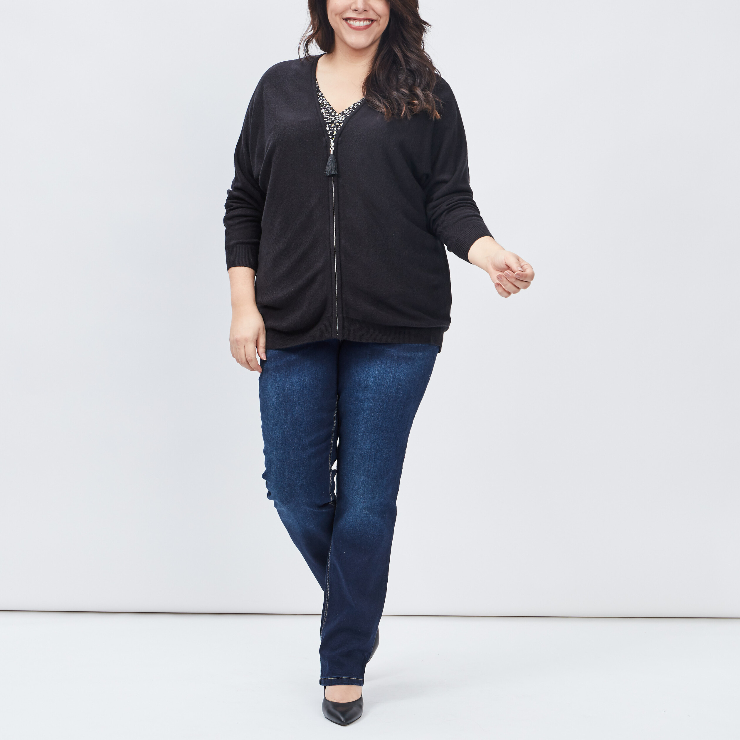 Gilet zippé grande taille noir femme grande taille | La Halle