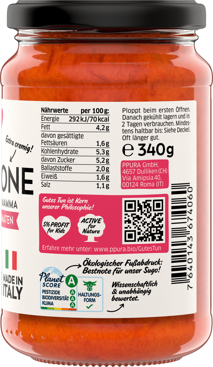 Tomatensoße, Mascarpone, ital. Mascarpone & Tomaten, 340 g