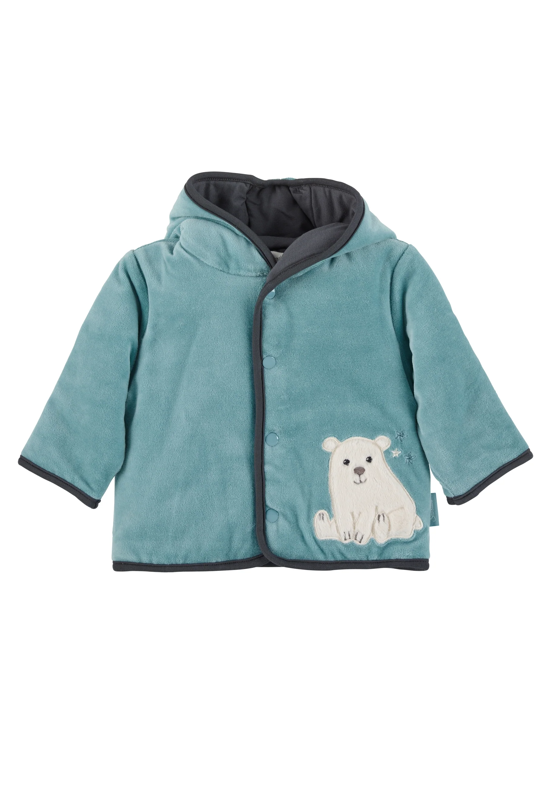 Kapuzen-Jacke aus Nicki, Motiv Eisbär Elia, Türkis