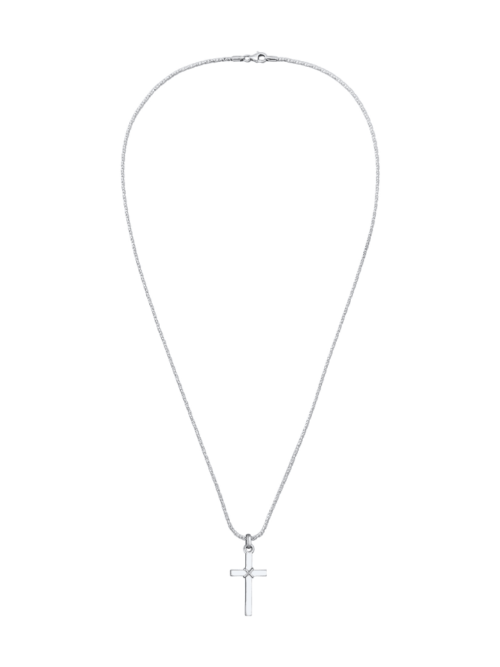 KUZZOI Halskette 925 Sterling Silber Kreuz in Silber günstig kaufen 55 cm