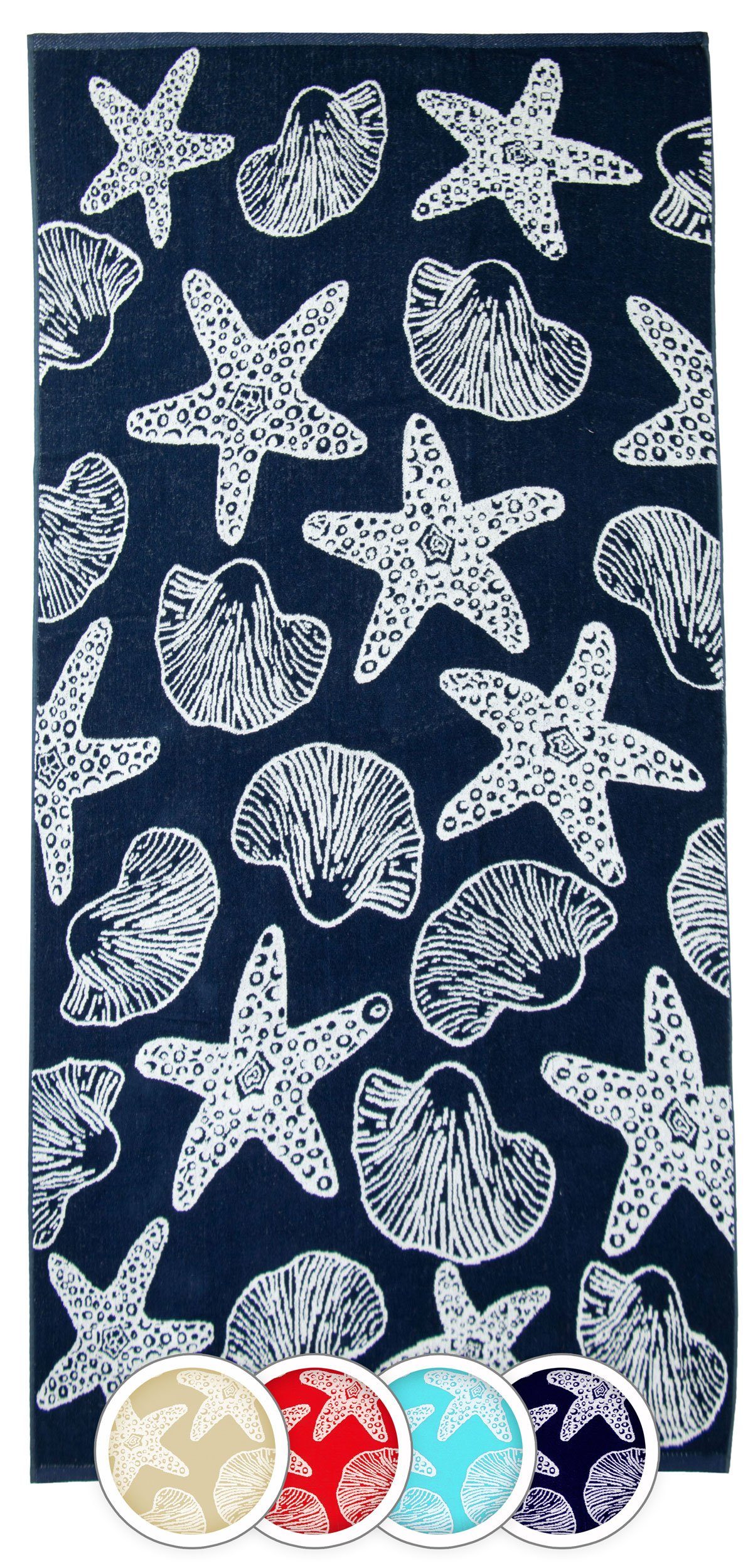 ZOLLNER Strandtuch, Glattvelours (1-St), 90 x 180 cm, 100% Baumwolle, mit Meerestier-Design