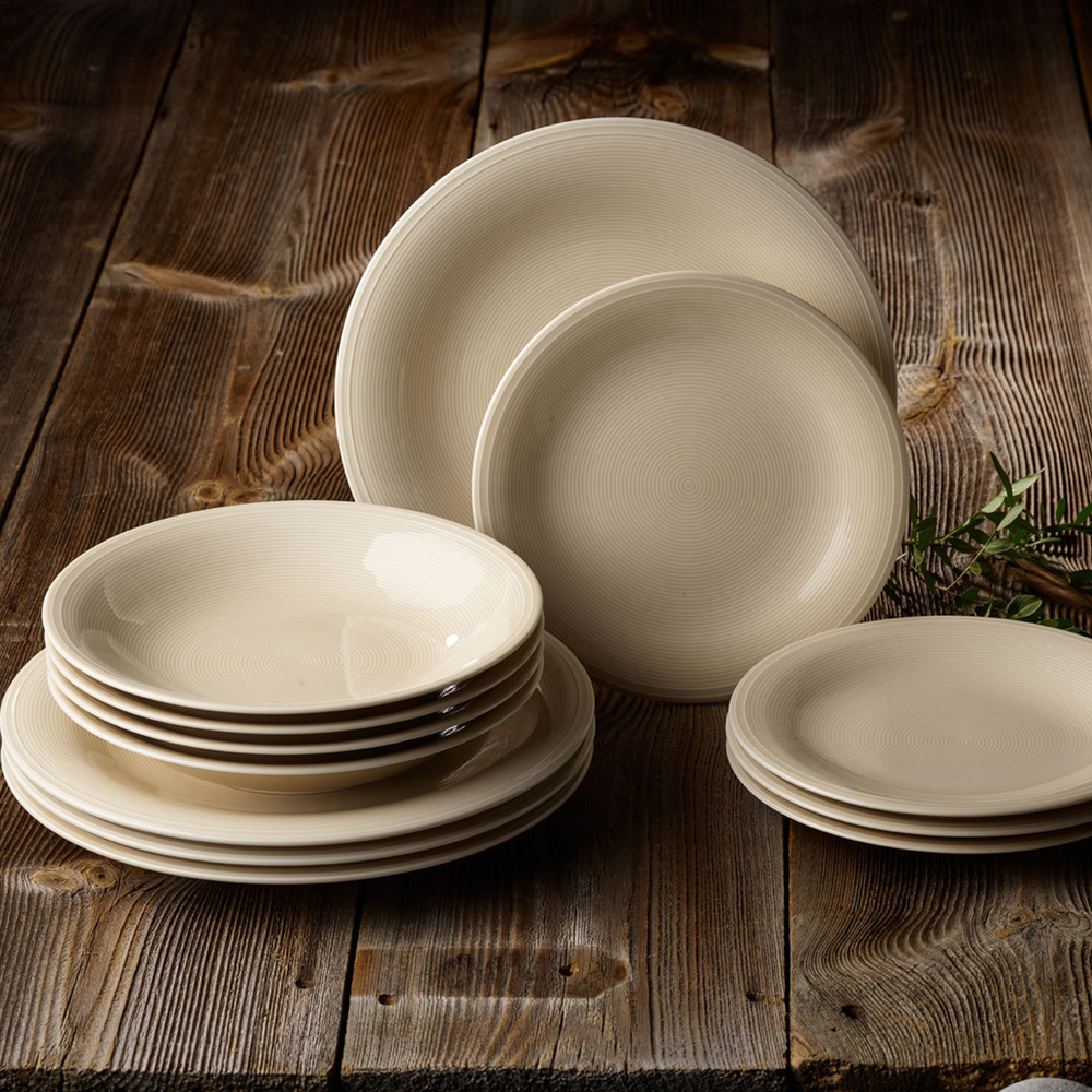 like. by Villeroy & Boch Set Starter Assiette 12pcs. Color Loop Sand service de vaisselle