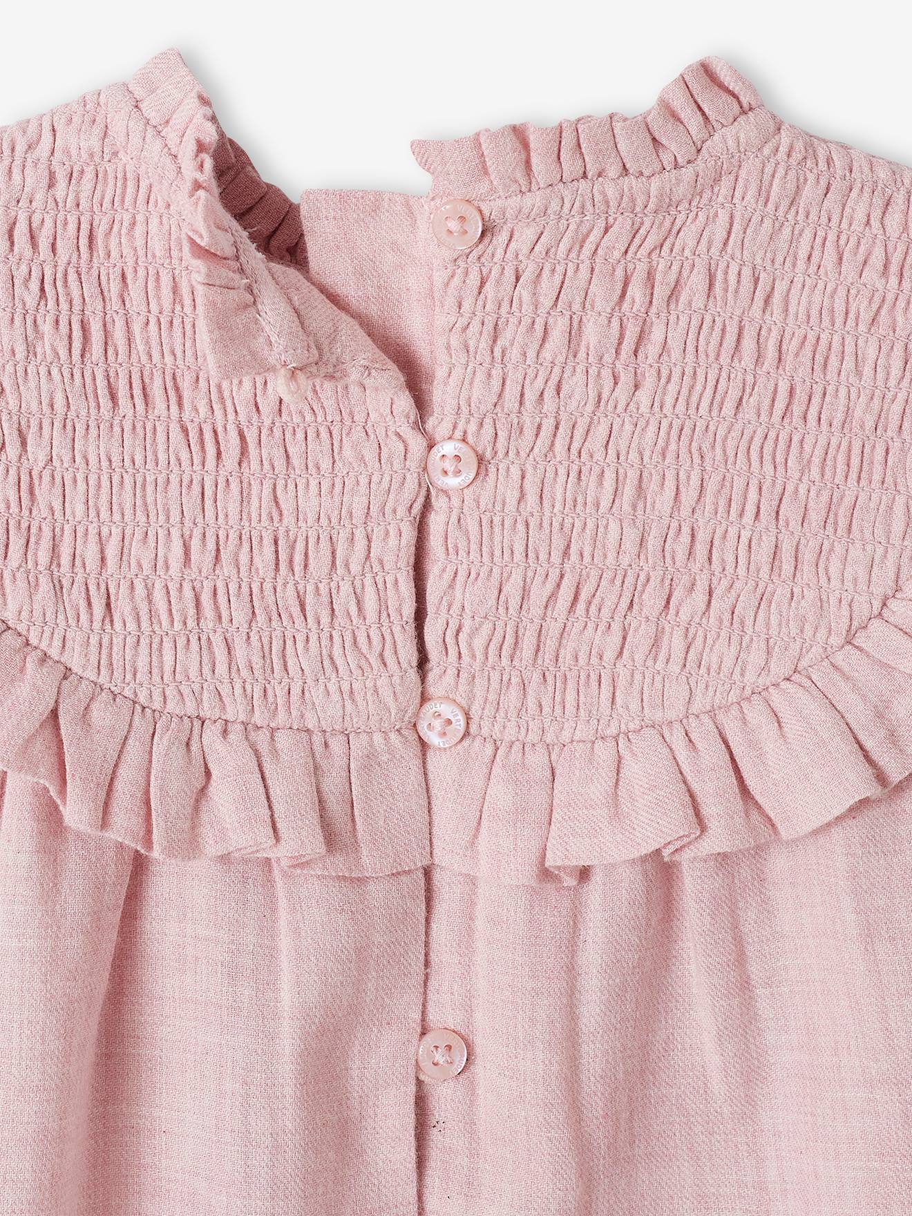 Vertbaudet Mädchen Baby-Set: Bluse gesmokt & Haarband - lila