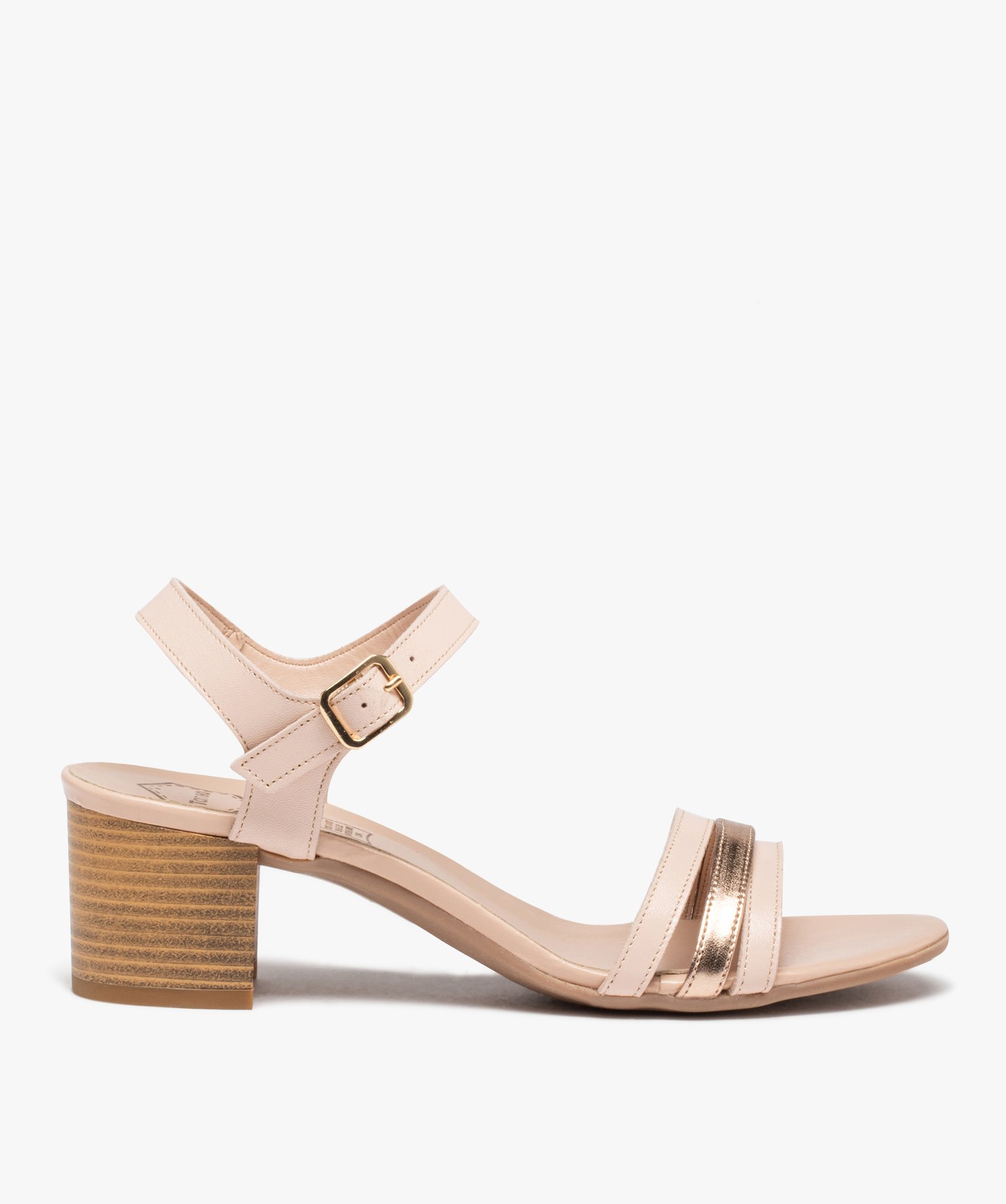 Sandales femme à talon dessus fines brides cuir - Tanéo rose | GEMO