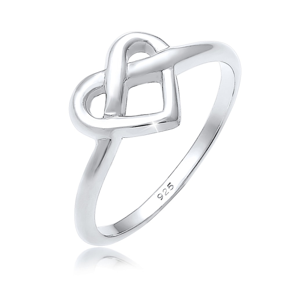 Elli Elli Bague Femme Bretzel au Coeur Motif Ludique en Argent Sterling 925 Bague
