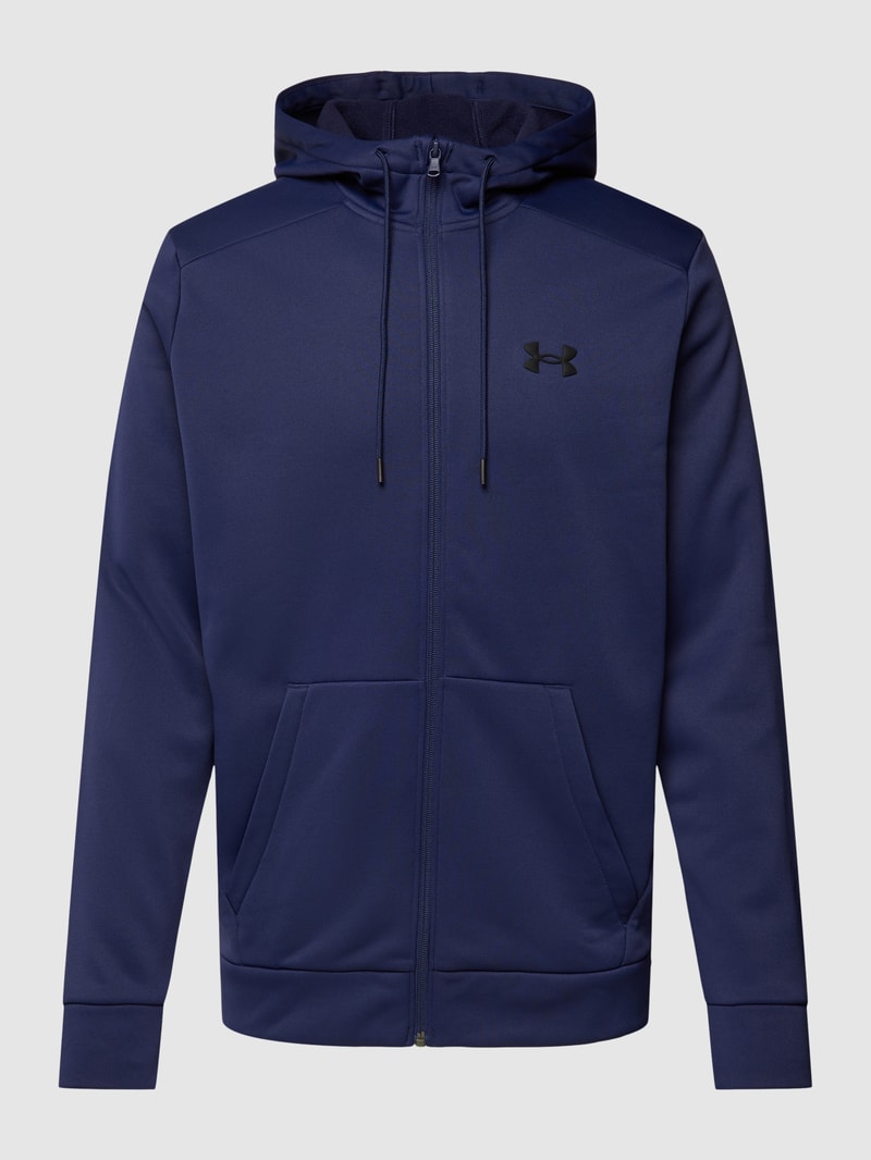 Sweatjacke mit Logo-Detail Modell 'Fleece' in marineblau