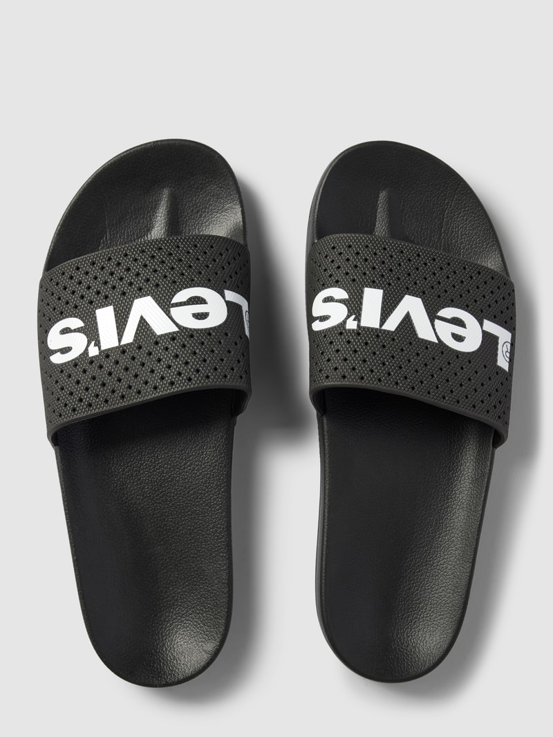 Slides mit Label-Print Modell 'JUNE' in schwarz