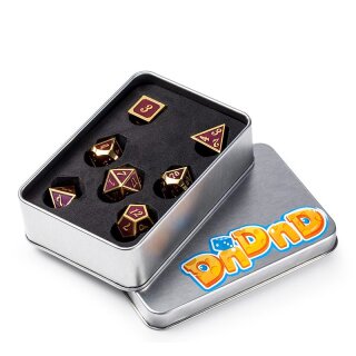 Metal & Enamel Dice Set: Purple & Gold (7)