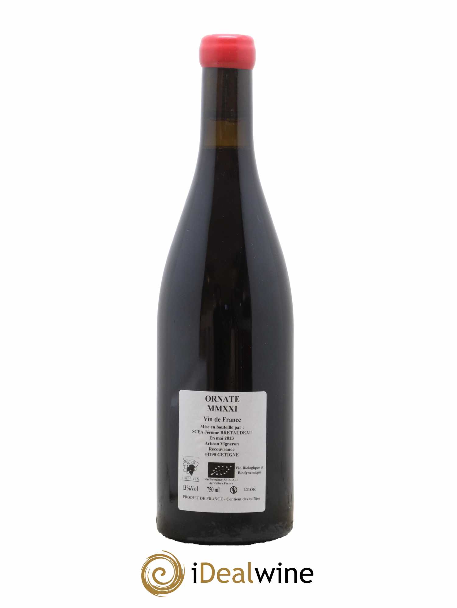 Vin de France Merlot Ornaté Jérôme Bretaudeau - Domaine de Bellevue  2021 - Lot de 1 Bouteille