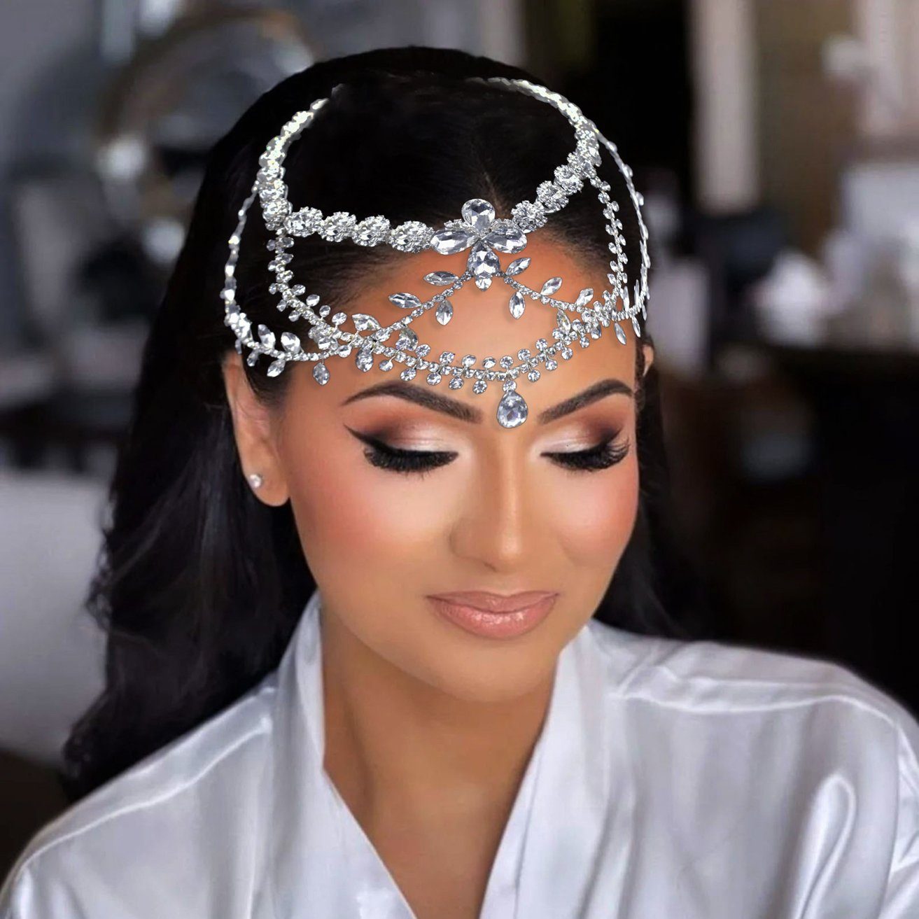 HOHEA H Haarband Kristall-Stirnband, Hochzeits-Haarschmuck, Braut-Haarschmuck, 1-tlg., Silberner Haarschmuck, Brauthaarnadeln, Kristallkrone, Silberne Haaraccessoires sind elegante Haaraccessoires für Frauen