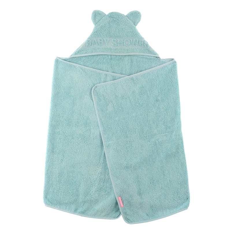 Cape de bain à oreilles Baby Shower vert céladon