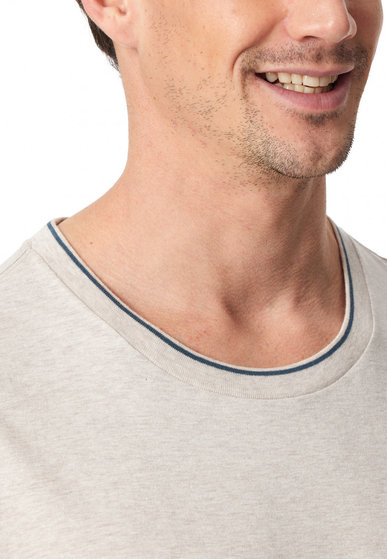 Shirt kurzarm Organic Cotton Streifen beige-meliert - Mix+Relax