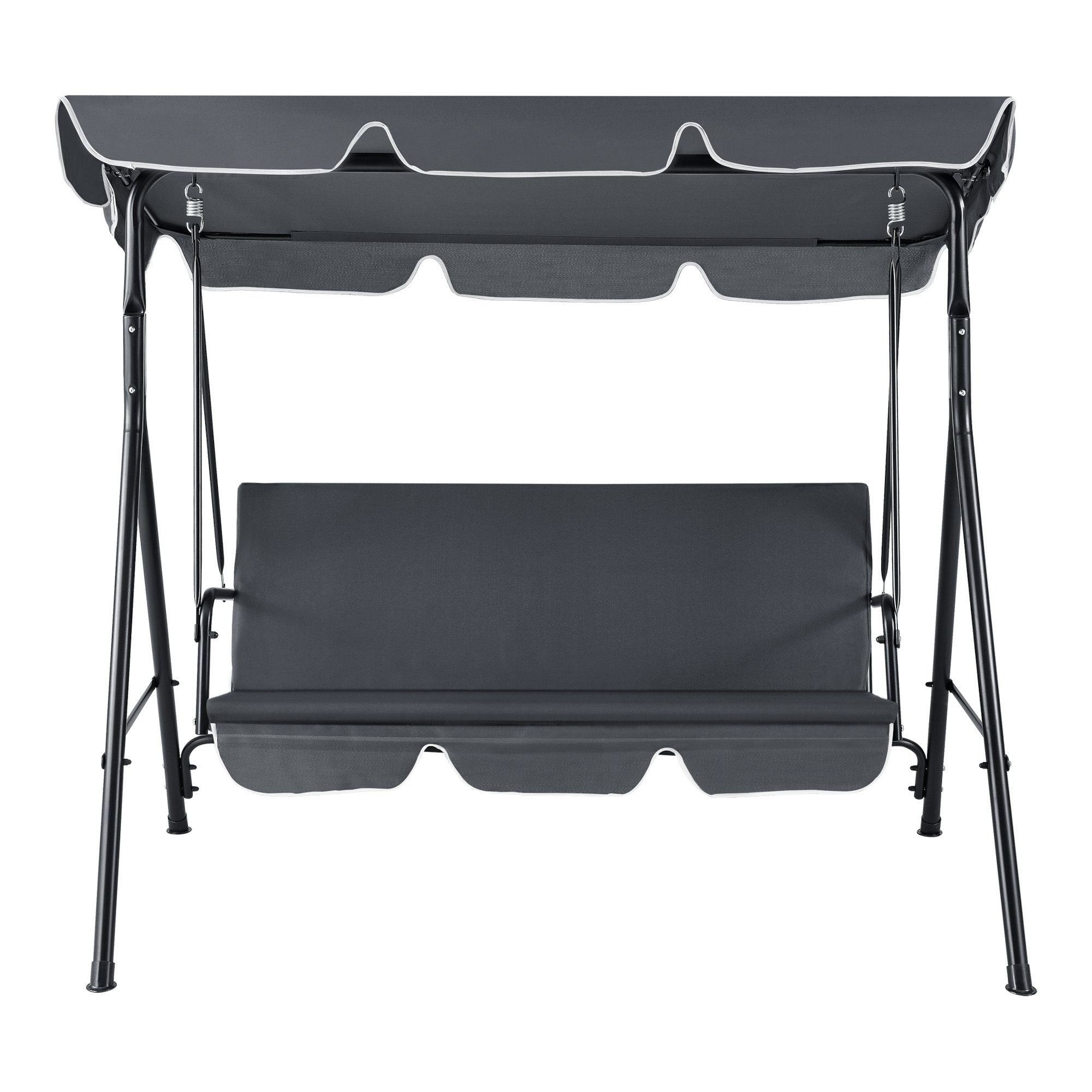 en.casa Hollywoodschaukel, 3-Sitzer, verstellbares und abnehmbares Sonnendach, Gartenschaukel 3-Sitzer 270kg Dunkelgrau