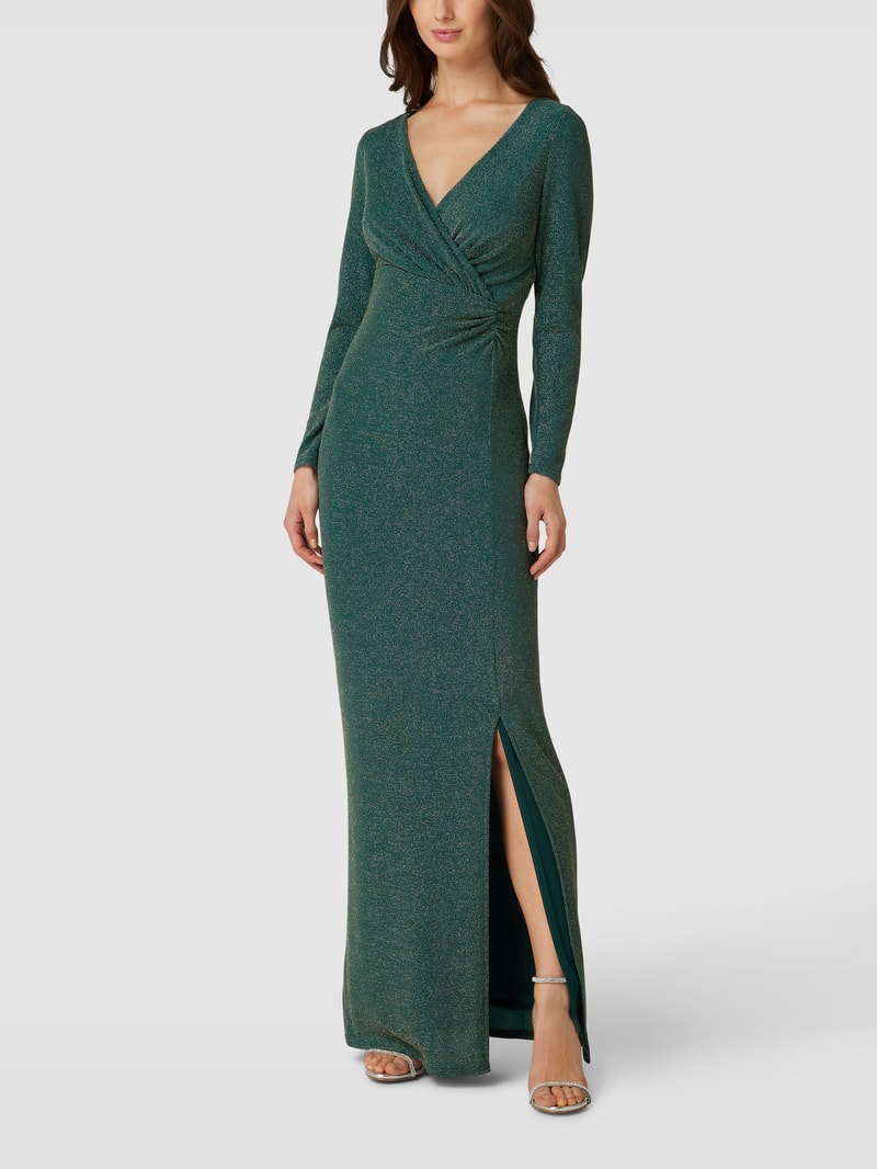 Abendkleid mit Effektgarn in dunkelgrün