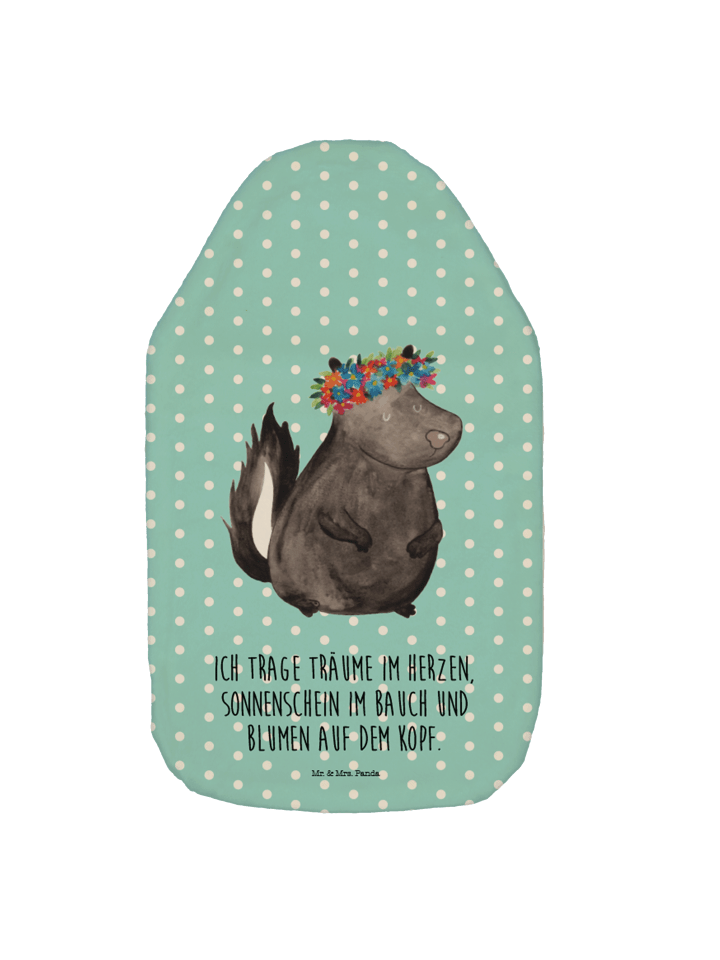 Mr. & Mrs. Panda Wärmflasche Stinktier Blumenmaedchen mit Spruch in Türkis Pastell günstig kaufen onesize