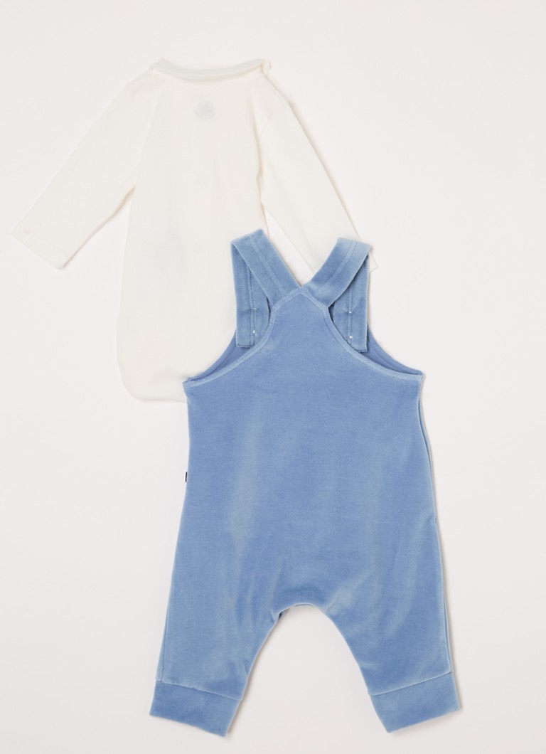 Dwuczęściowy komplet Petit Bateau: ogrodniczki i kombinezon