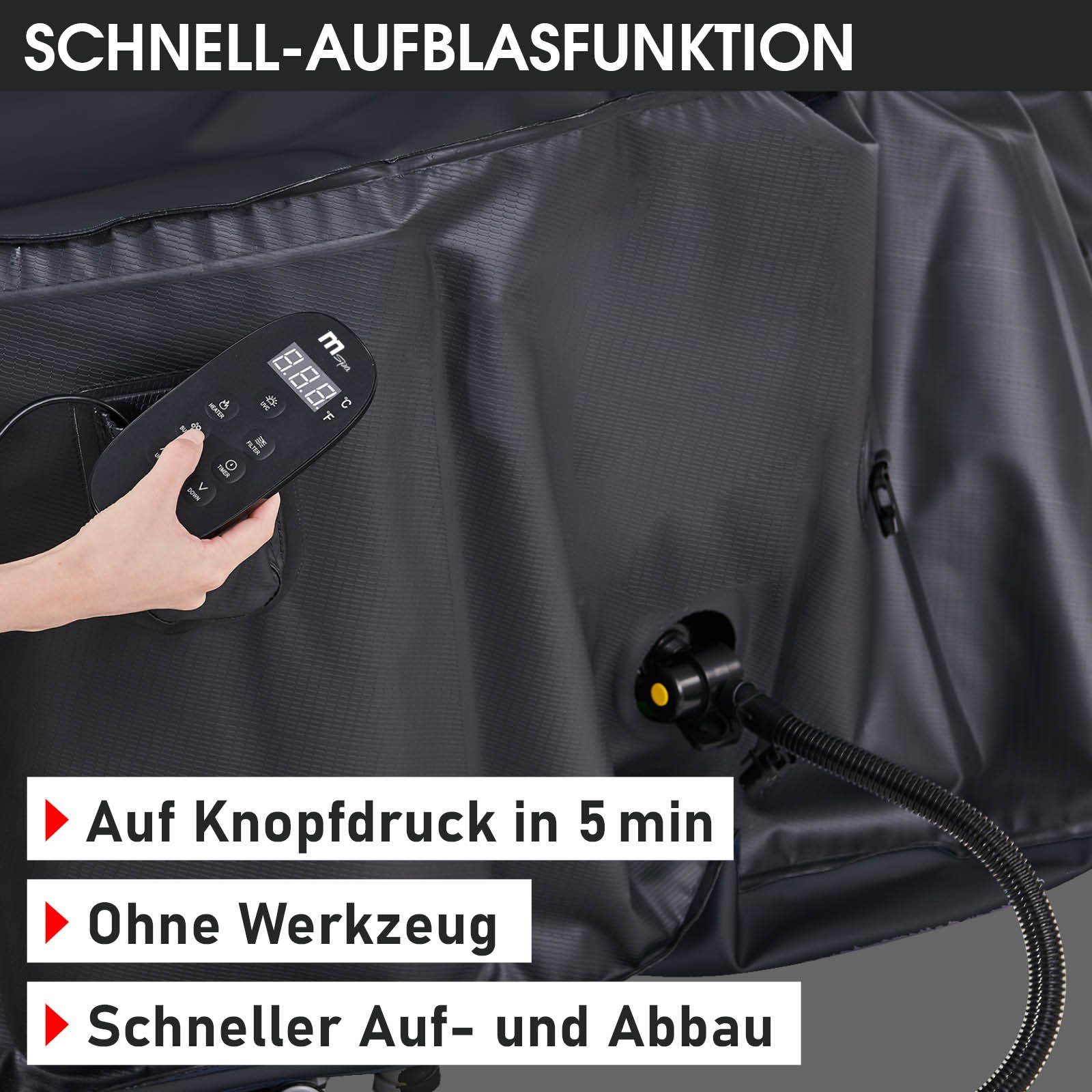 BRAST Whirlpool aufblasbar MSpa Starry mit LED-Beleuchtung für 6 Personen Ø204x70cm, (In- Outdoor Pool 138 Massagedüsen Energiespar-Timer Heizung), Aufblasfunktion per Knopfdruck Bubble Wellness Massage