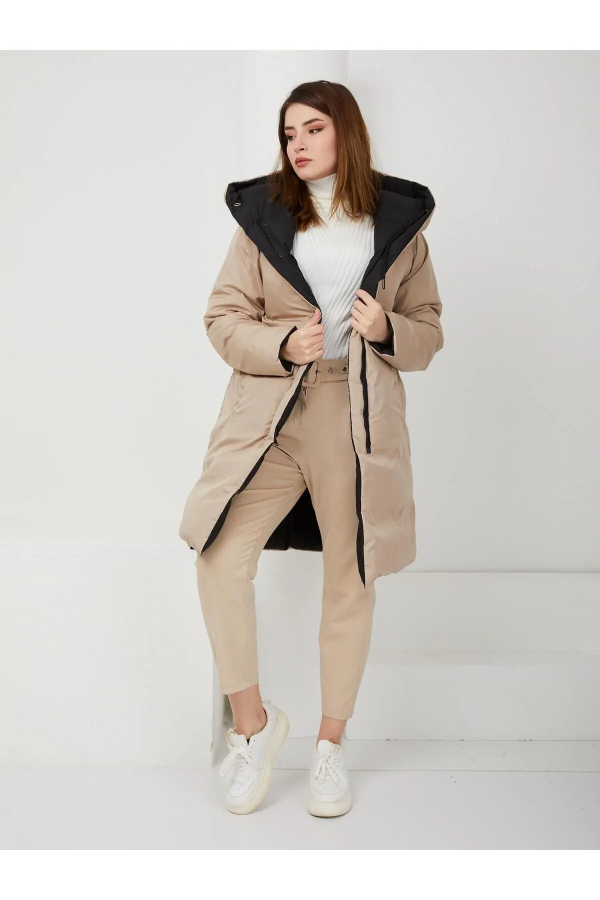 Olcay  Zweifarbige doppelseitige Pufferjacke mit Kapuze BLACK-STONE 5371