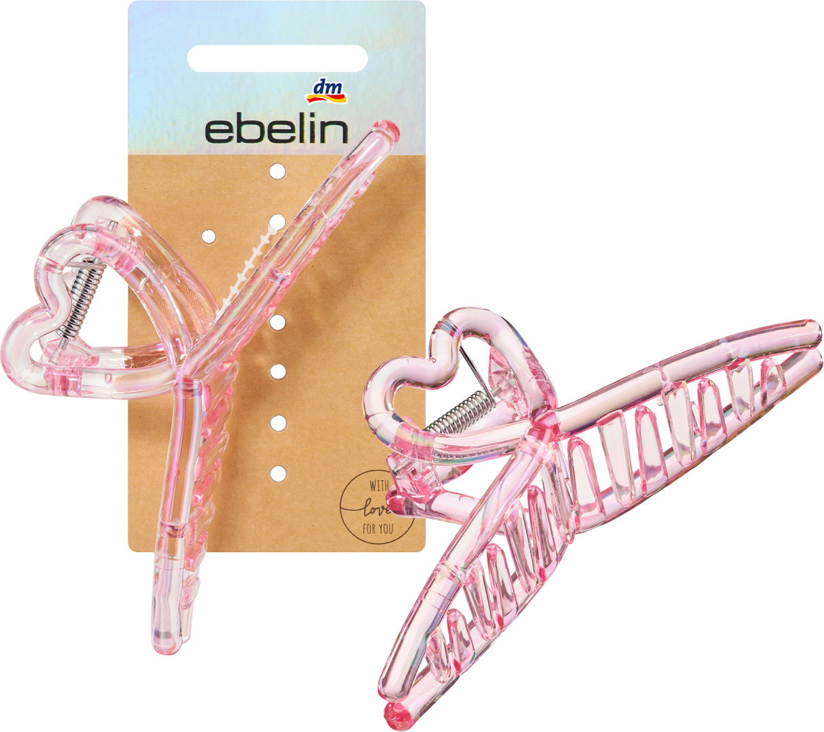 Haarklammer Herzform Holo-Optik rosa, 1 St