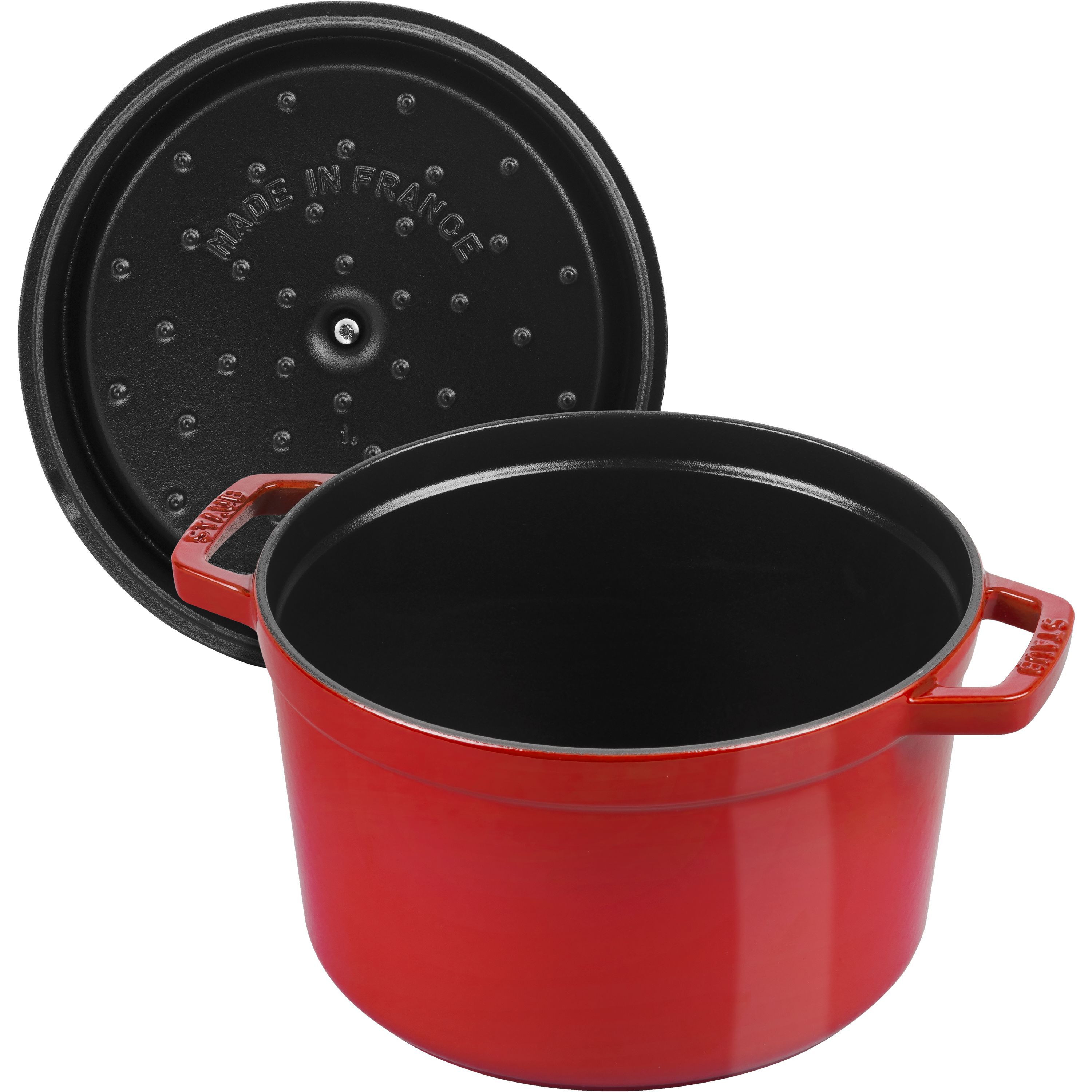 Cocotte tief 24 cm, rund, Kirsch-Rot, Gusseisen