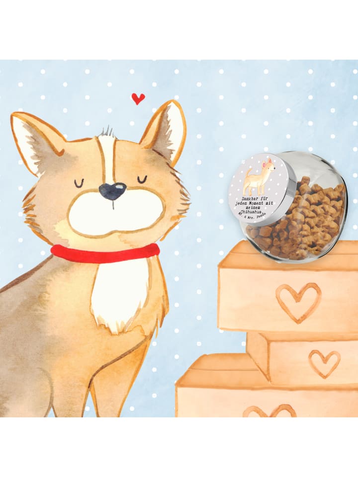 Mr. & Mrs. Panda Leckerli Glas Chihuahua Moment mit Spruch in Grau Pastell günstig kaufen