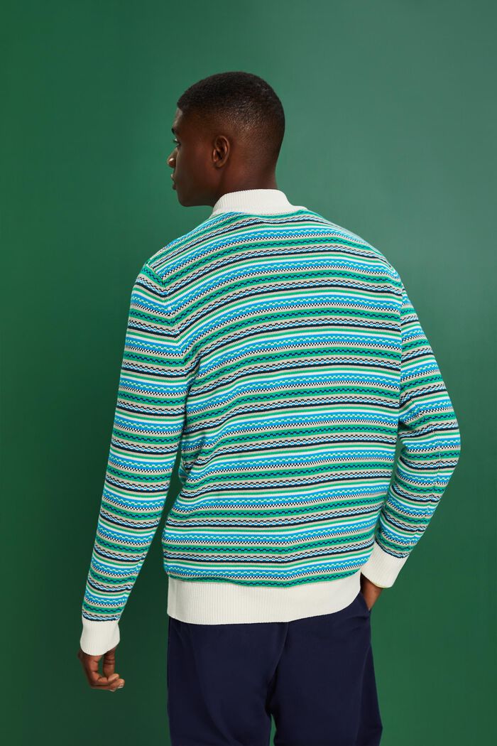 Jacquardpullover aus Baumwolle mit Stehkragen