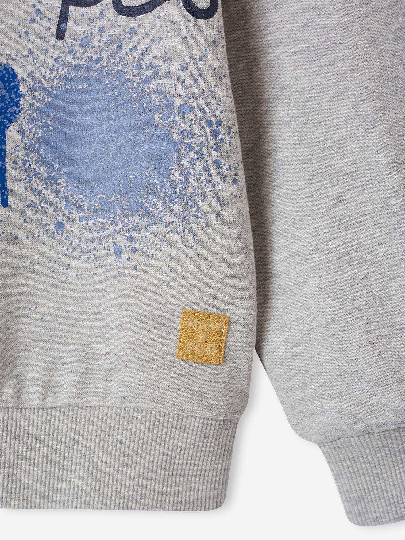 Sweat maxi graffitis pop garçon gris chiné