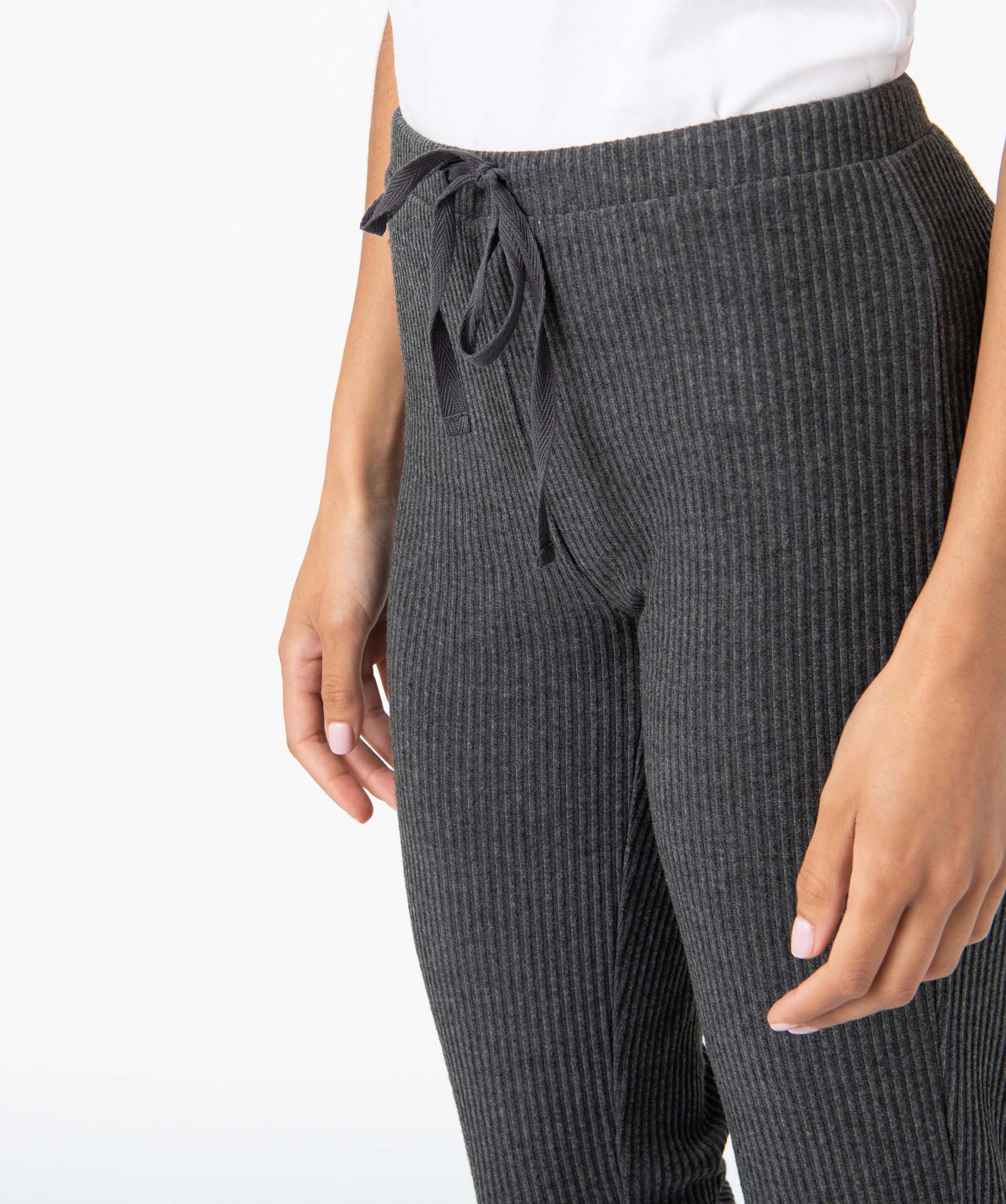 Pantalon de pyjama femme en maille ctelée gris fonce | GEMO