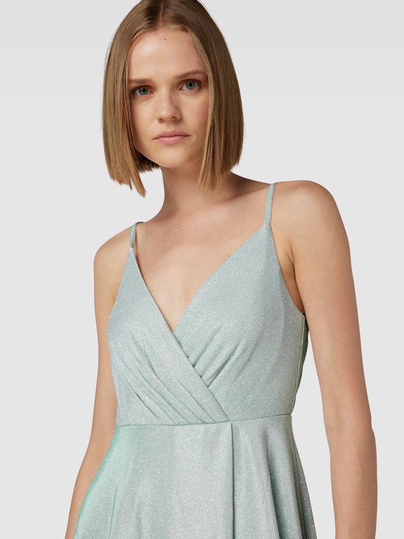 Abendkleid mit Glitzermesh in schilf