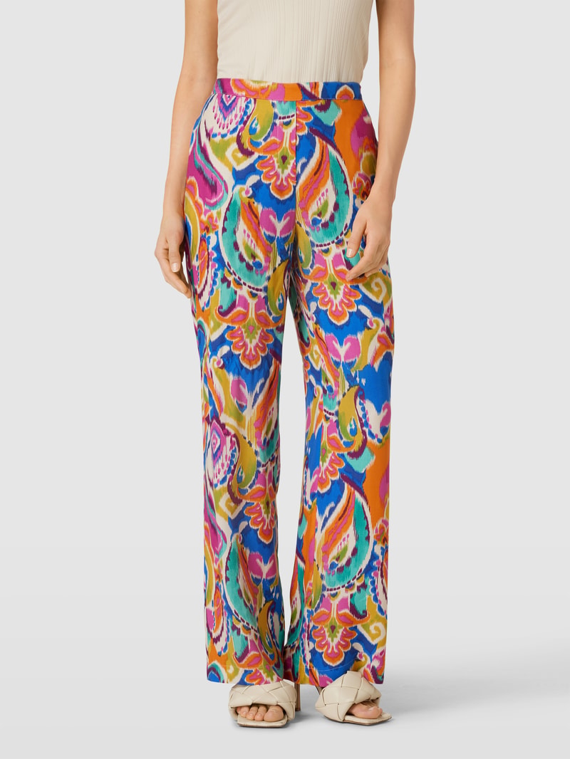 High Waist Stoffhose mit Allover-Muster in pink