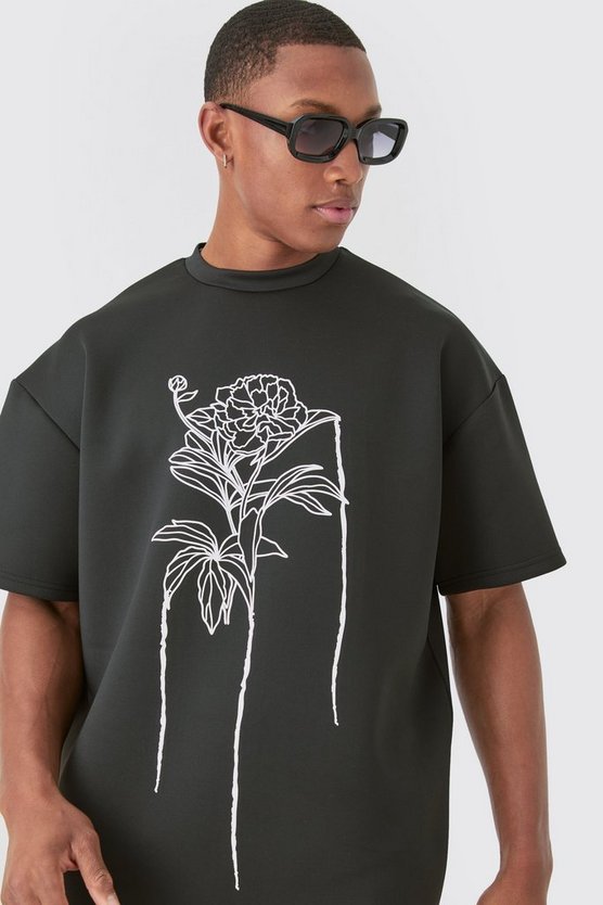 Oversize florales Scuba T-Shirt