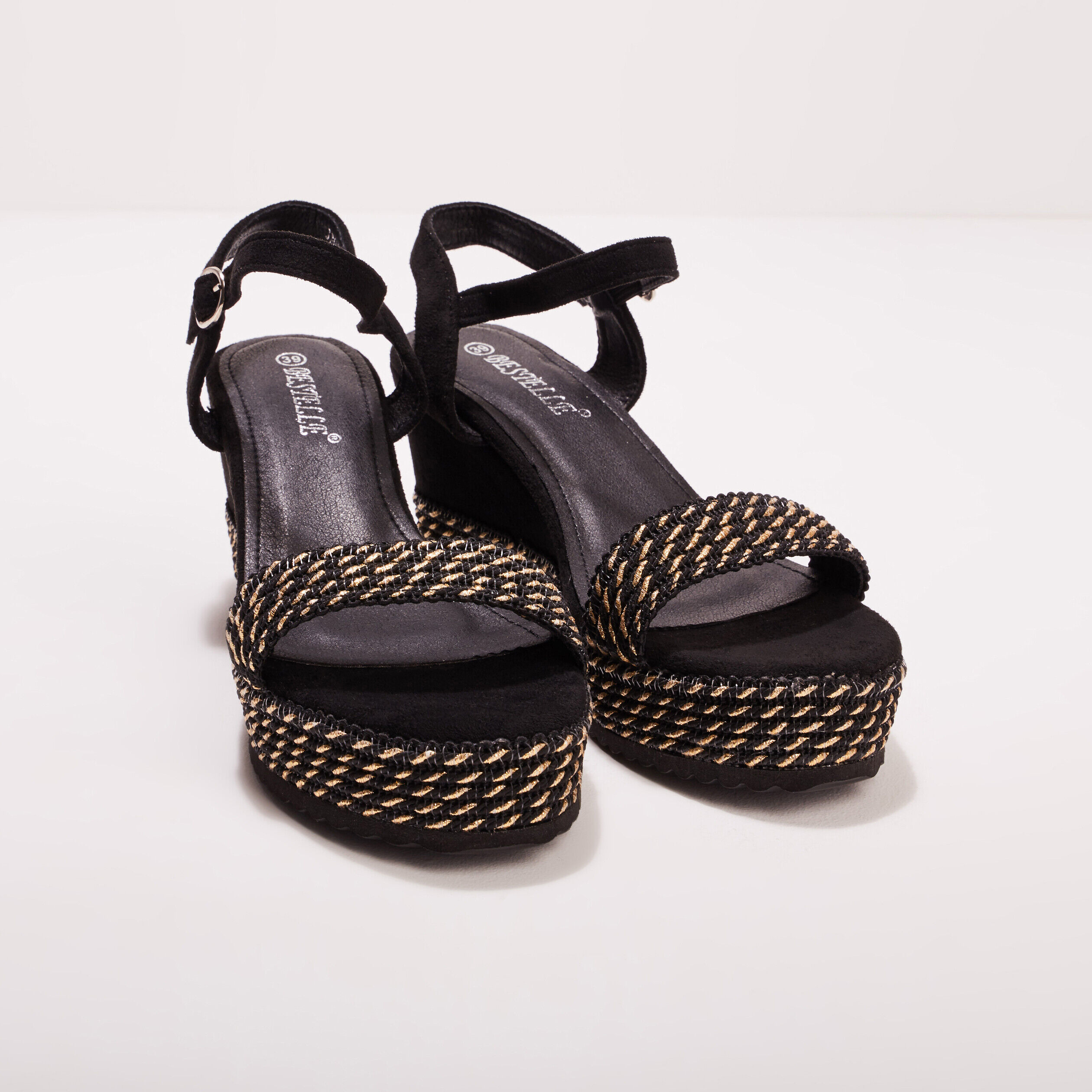 Sandales compensées noir femme | Cache Cache