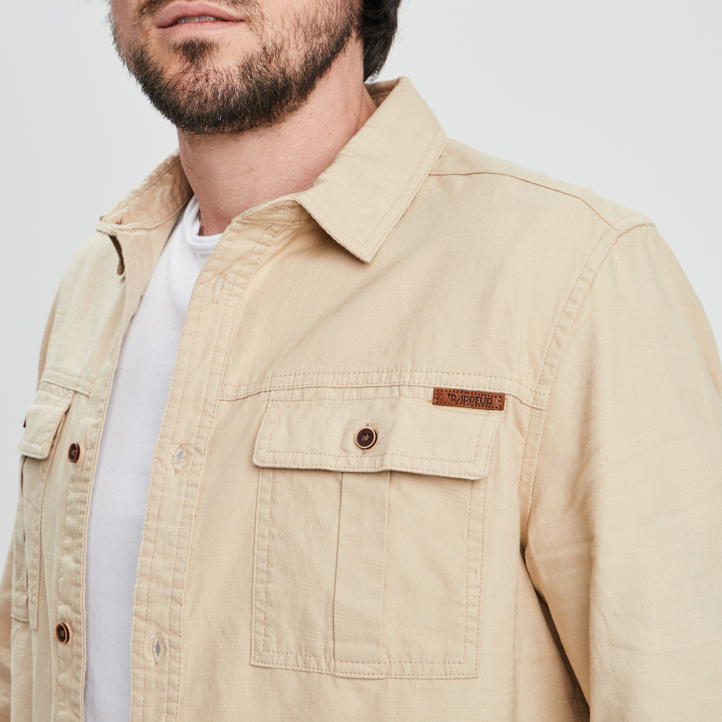 Chemise manches longues Trappeur beige homme | La Halle