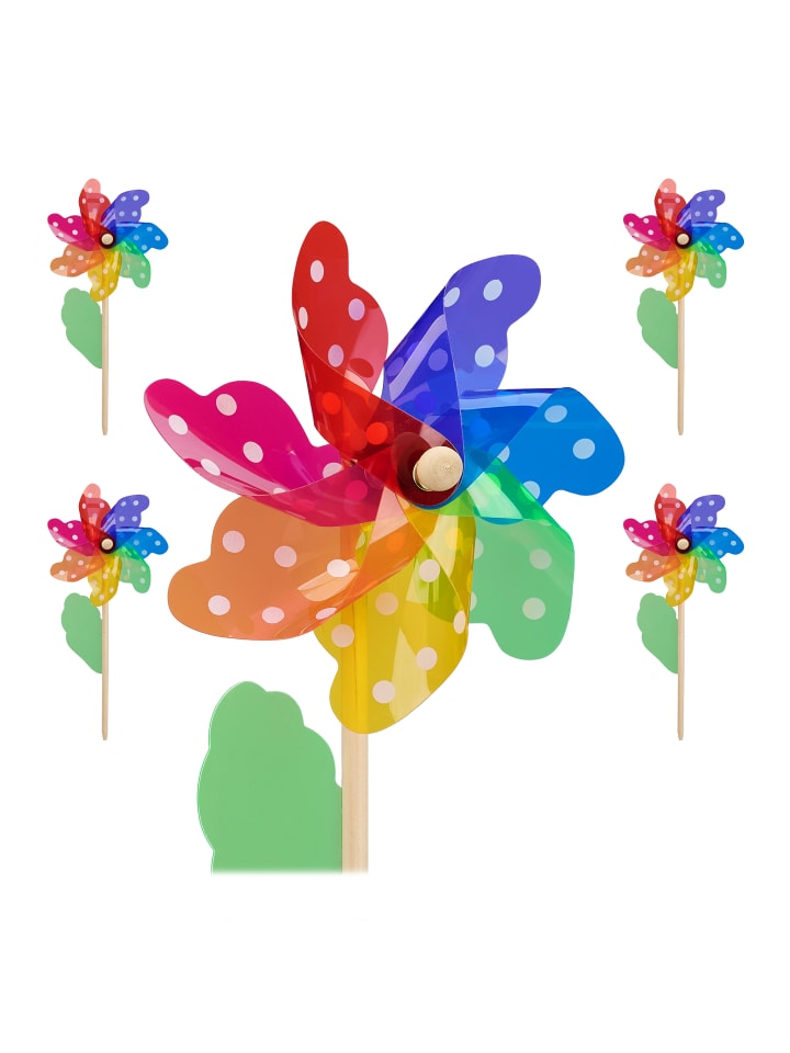 relaxdays 4 x Windrad in Bunt - (B)18 x (H)38,5 x (T)9 cm günstig kaufen onesize