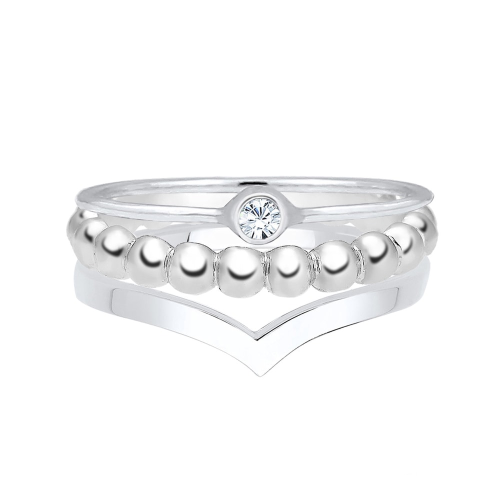 Elli Elli Bague Femme Ensemble de Base avec Cristal en Argent Sterling 925 Bague