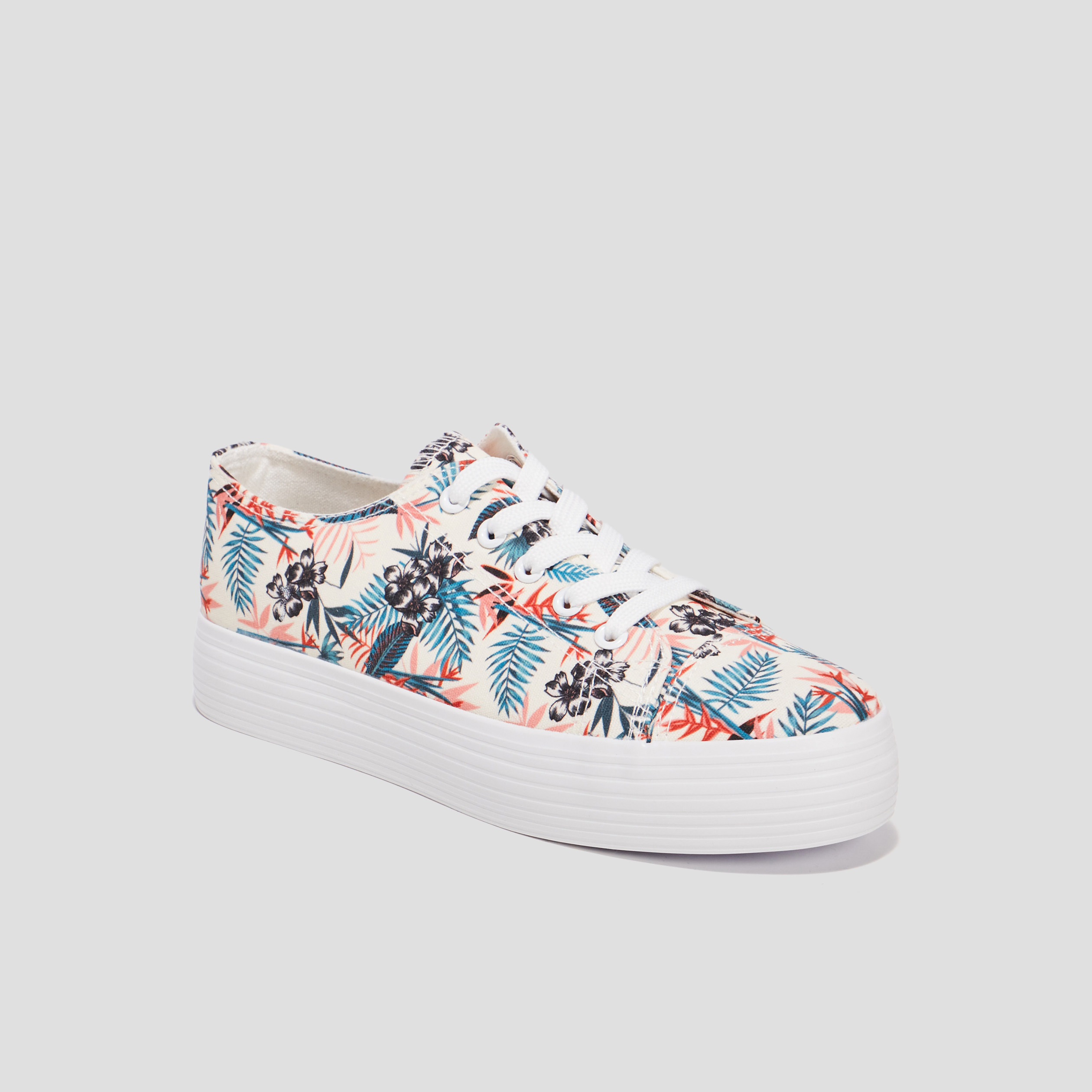Tennis à lacets en toile Liberto multicolore femme | La Halle