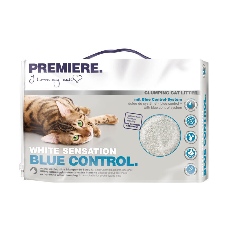 PREMIERE Katzenstreu PREMIERE White Sensation blue control, Klumpstreu 12 l