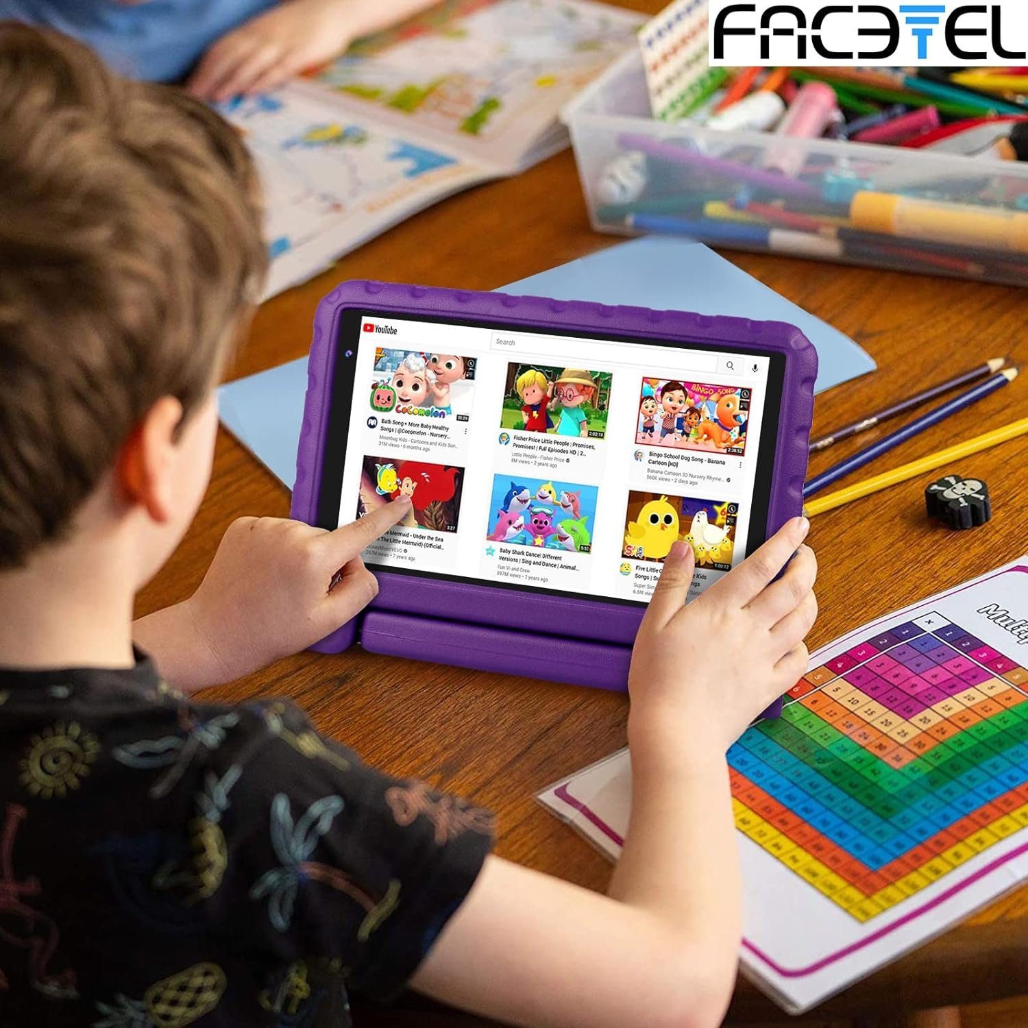 FACETEL Kids Tablet mit Quad Core, Play Store, FACETEL Augenschutz Tablet (8