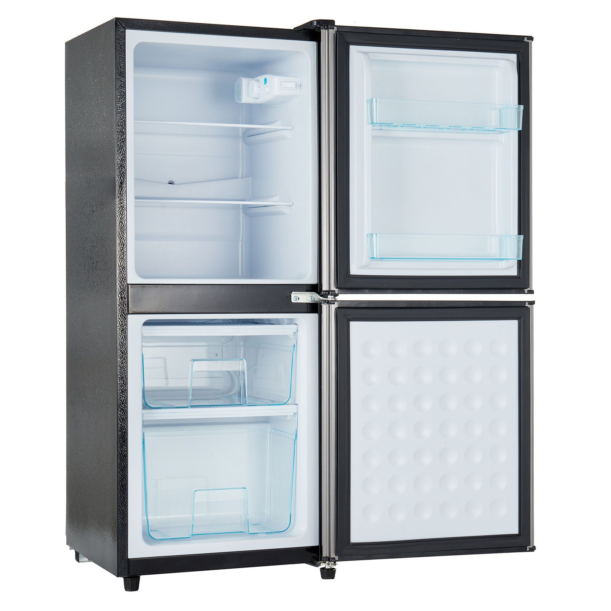 Merax Kühlschrank Kühl-/Gefrierkombination BCD-106W, 101.8 cm hoch, 42.5 cm breit, 106 Liter, LED-Beleuchtung, verstellebare Ablage und Füße