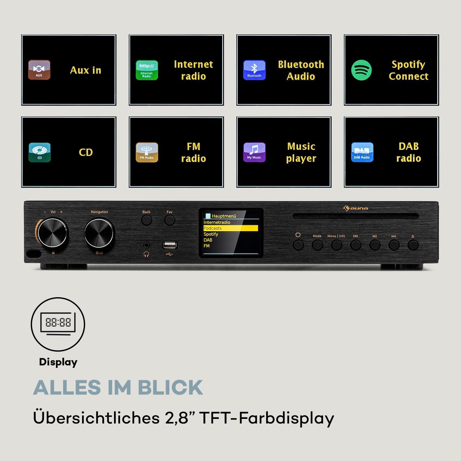 Auna Black Star Audioverstärker (60 W, Digital Audio Bluetooth Verstärker HiFi Stereo Amplifier Multikanal)