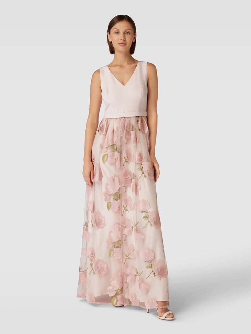 Abendkleid mit ausgestellter Rockpartie in rosa meliert