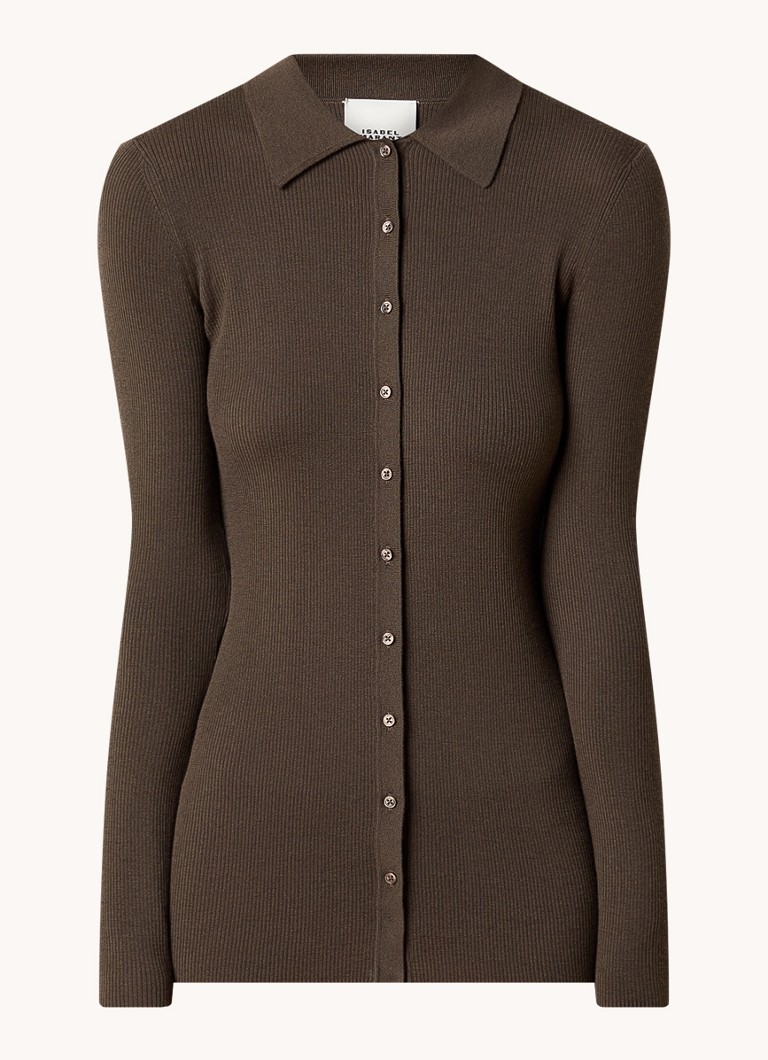 Cardigan Isabel Marant Elvira din lână merinos cu nervuri și guler