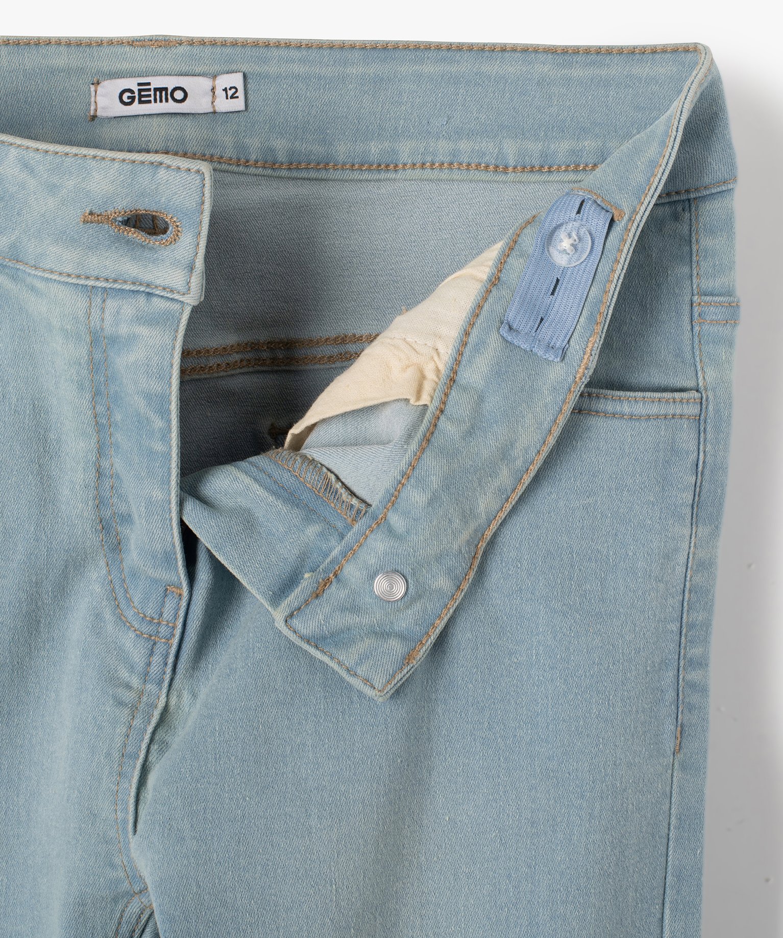 Jean fille coupe skinny en matière extensible bleach | GEMO