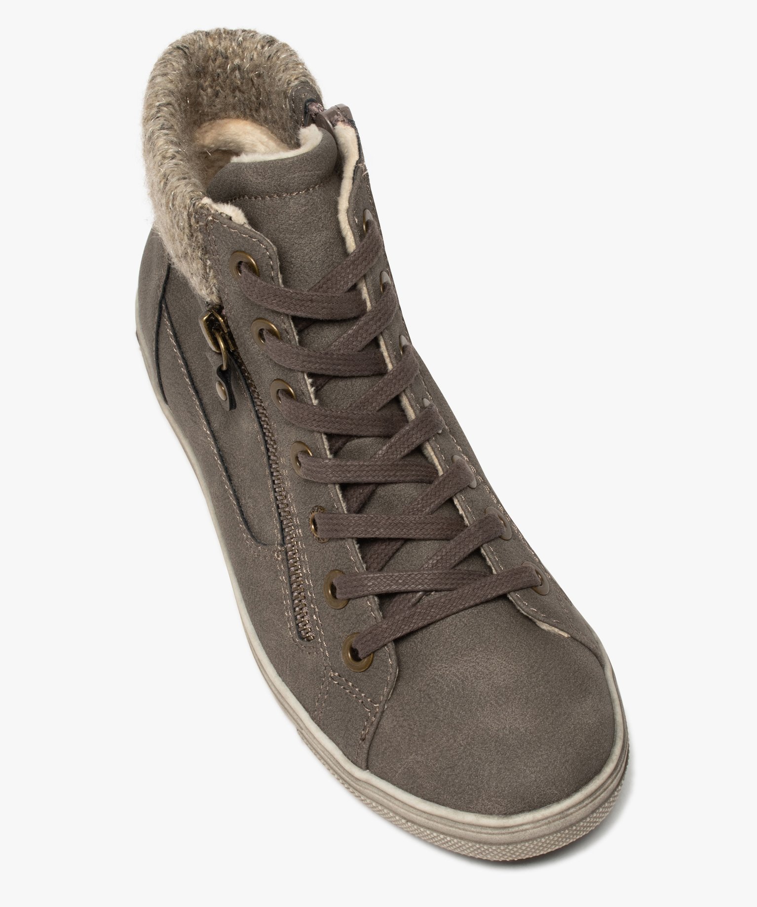 Baskets femme semi-montantes à col chaussette gris | GEMO