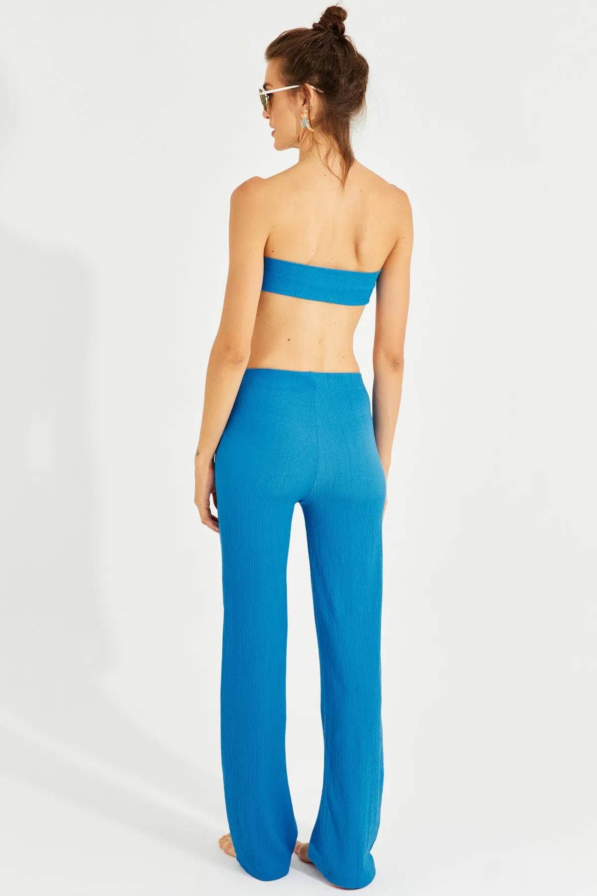 Cool & Sexy  Blaues Bustier-Hosen-Set für Damen YEL221225