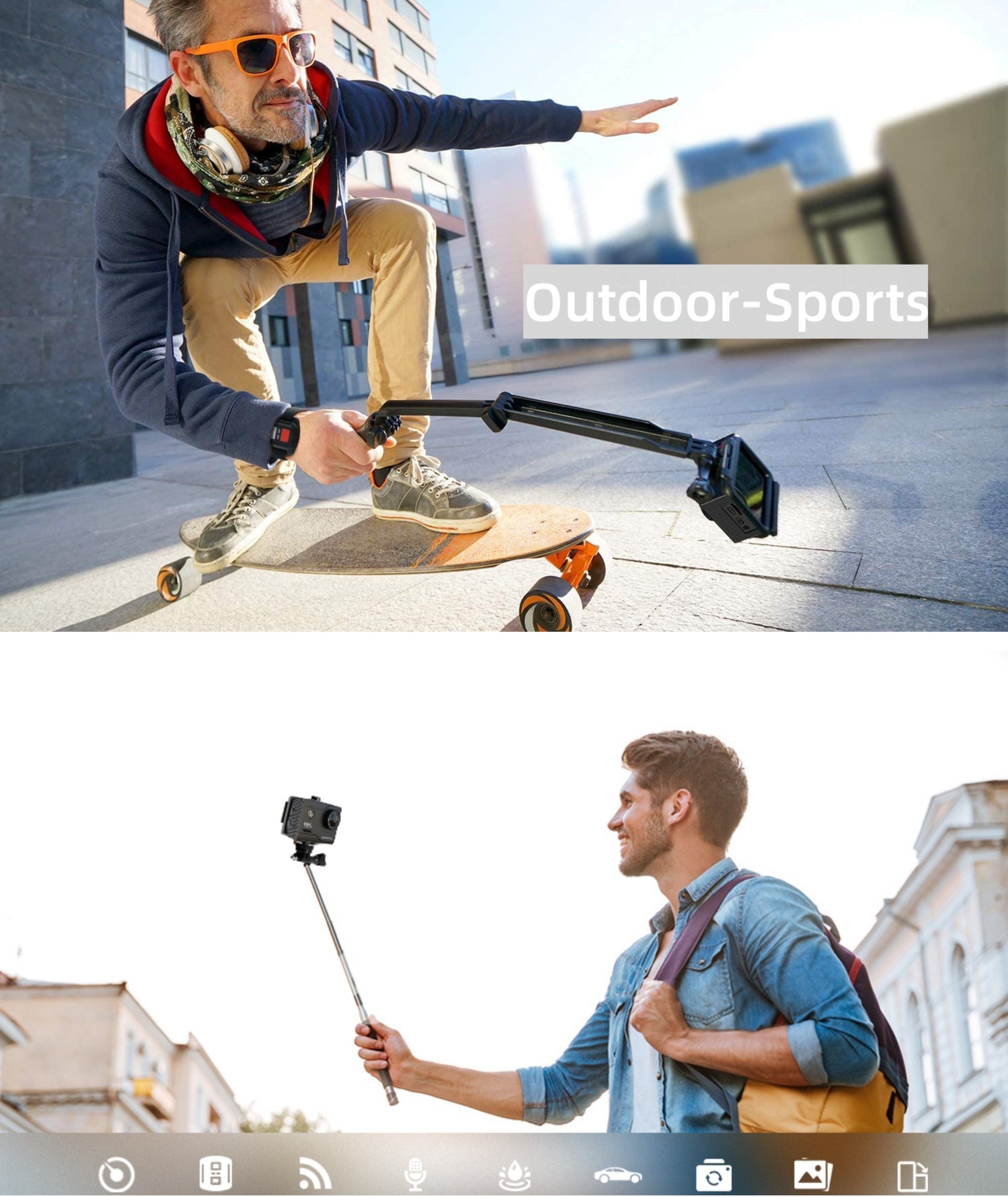 REDOM Sport Kamera 4K 20MP WiFi 40M Unterwasserkamera Sportkamera Helmkamera Action Cam (4K Ultra HD, WLAN (Wi-Fi), Sportcamera Sports Camera Actioncam 2 1200mAh Akkus 2.4G Fernbedienung, 2,0 Zoll, 40M IPX6 Wasserdicht, Fahrrad Motorrad Tauchen Schwi