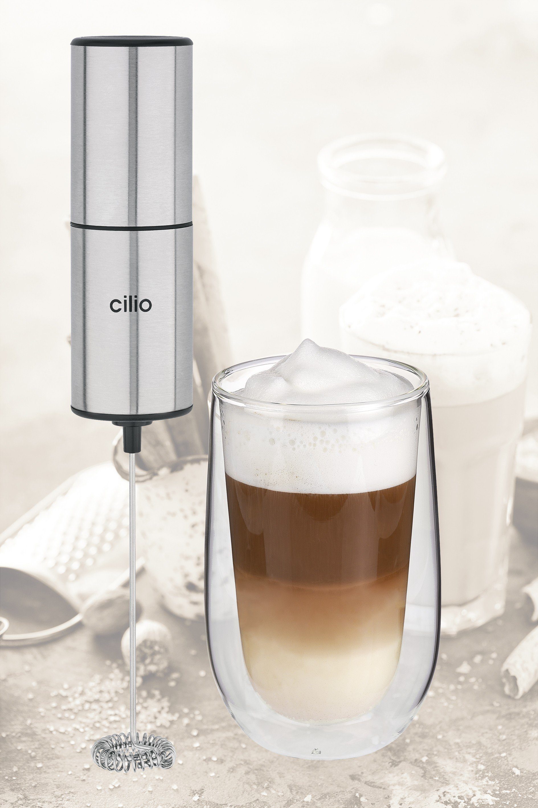 Cilio Milchaufschäumer Milchaufschäumer Milchschäumer Edelstahl cilio BARISTA 103229